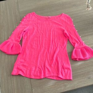 Lilly Pulitzer Pink Crew Neck Sweater with Bell Sleeves